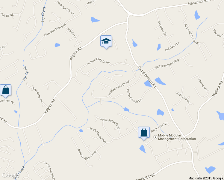 map of restaurants, bars, coffee shops, grocery stores, and more near 2658 Hidden Falls Dr NE in Buford