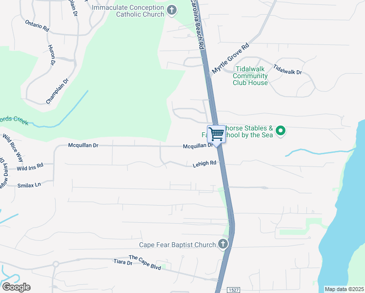 map of restaurants, bars, coffee shops, grocery stores, and more near 132 Mcquillan Drive in Wilmington