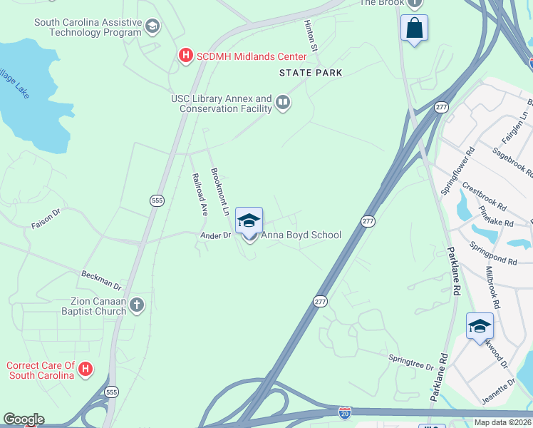 map of restaurants, bars, coffee shops, grocery stores, and more near 820 Anders Way in Columbia