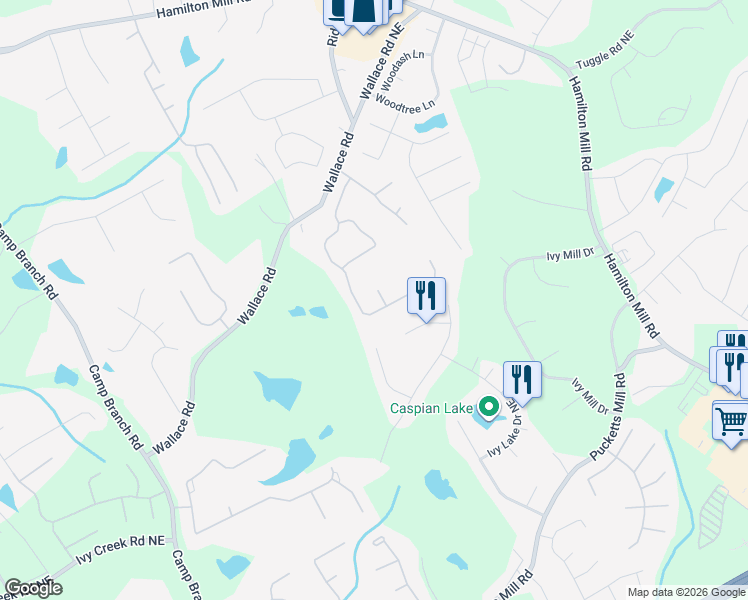 map of restaurants, bars, coffee shops, grocery stores, and more near 3016 Cranberry Court Northeast in Buford