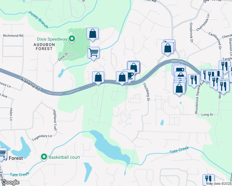 map of restaurants, bars, coffee shops, grocery stores, and more near 7916-8112 Hwy 92 in Woodstock