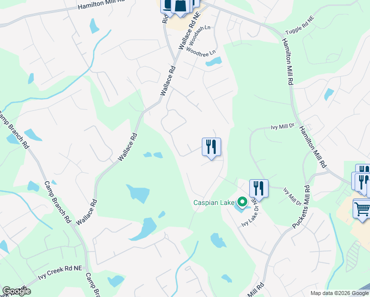 map of restaurants, bars, coffee shops, grocery stores, and more near 3016 Cranberry Court Northeast in Buford