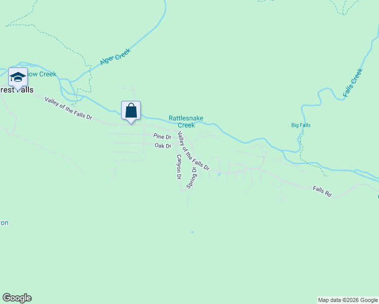 map of restaurants, bars, coffee shops, grocery stores, and more near 41208 Valley of the Falls Drive in Forest Falls