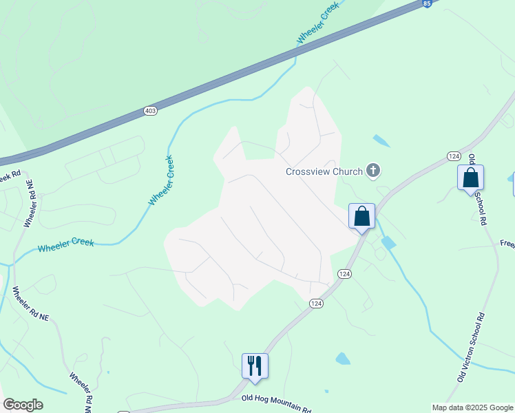 map of restaurants, bars, coffee shops, grocery stores, and more near 1186 Vintage Way in Hoschton
