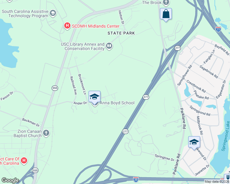 map of restaurants, bars, coffee shops, grocery stores, and more near 820 Anders Drive in Columbia