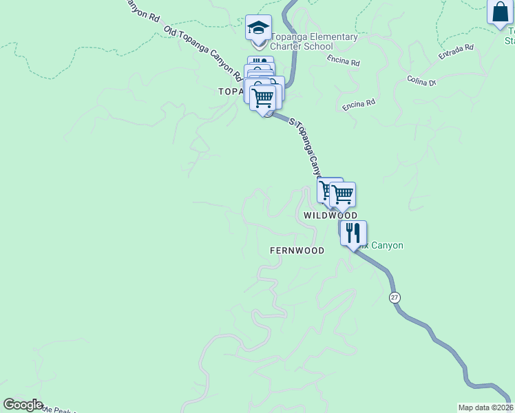 map of restaurants, bars, coffee shops, grocery stores, and more near 19784 Vision Trail in Los Angeles County