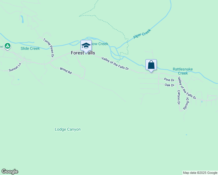 map of restaurants, bars, coffee shops, grocery stores, and more near 9339 Wood Road in Forest Falls
