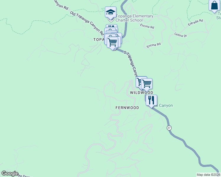map of restaurants, bars, coffee shops, grocery stores, and more near 19784 Vision Trail in Los Angeles County