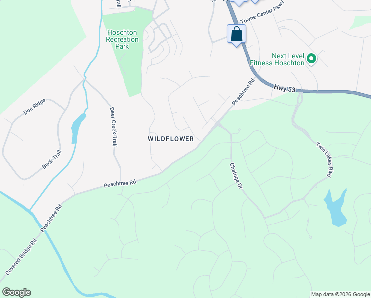 map of restaurants, bars, coffee shops, grocery stores, and more near 536 Peachtree Road in Hoschton