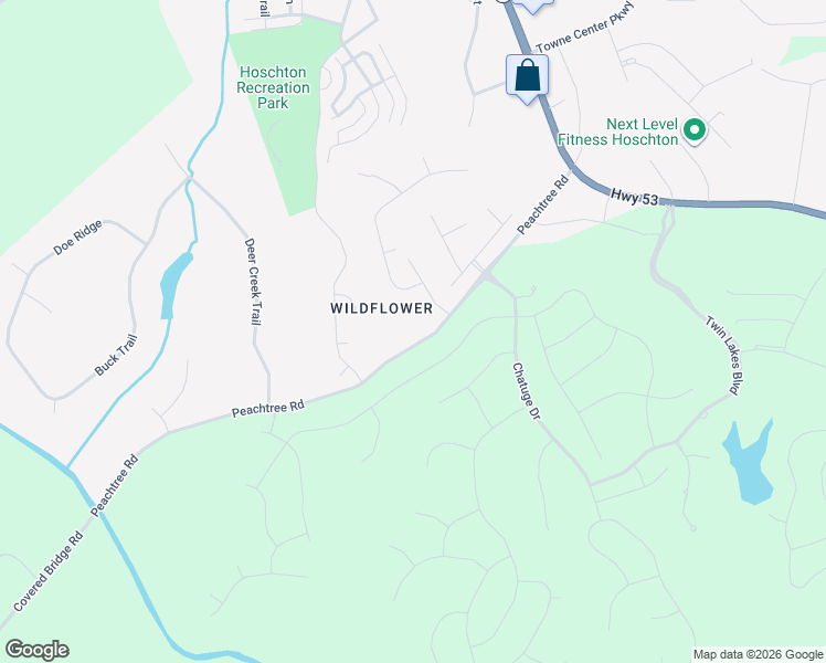 map of restaurants, bars, coffee shops, grocery stores, and more near 536 Peachtree Road in Hoschton