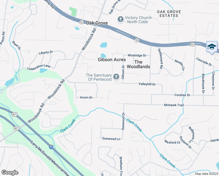 map of restaurants, bars, coffee shops, grocery stores, and more near 2708 Valleyhill Drive in Acworth