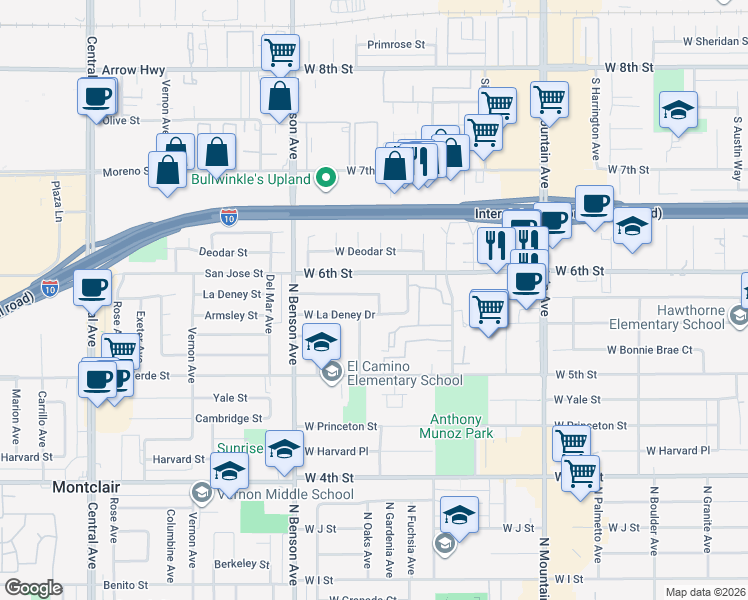map of restaurants, bars, coffee shops, grocery stores, and more near 1409 Armsley Square in Ontario