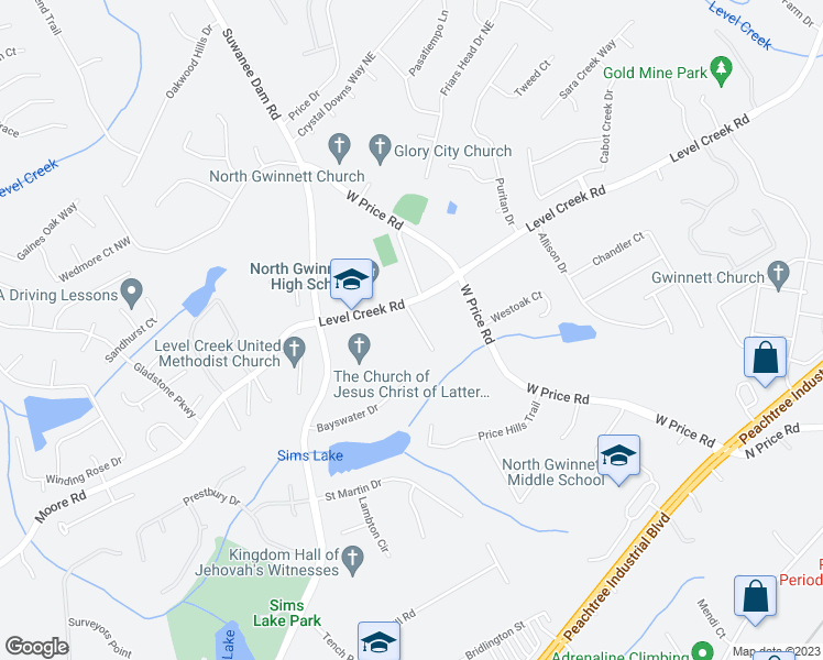 map of restaurants, bars, coffee shops, grocery stores, and more near 4828 Sunview Court in Suwanee