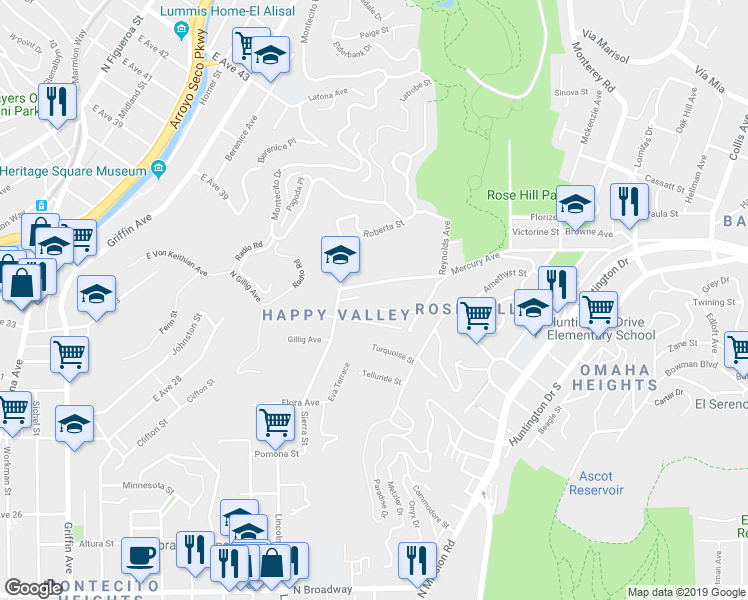map of restaurants, bars, coffee shops, grocery stores, and more near 3748 Mercury Avenue in Los Angeles