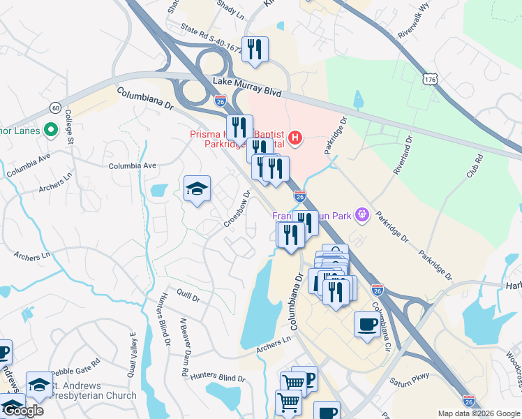 map of restaurants, bars, coffee shops, grocery stores, and more near 101-103 Paces Brook Avenue in Columbia