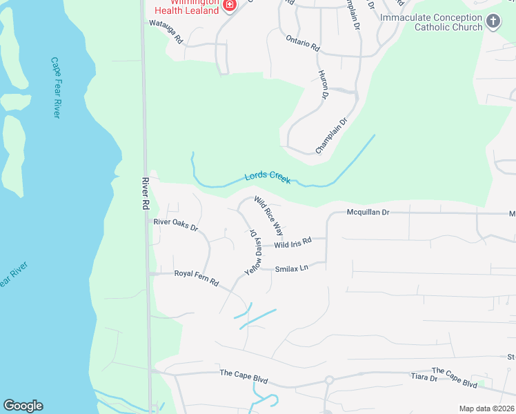 map of restaurants, bars, coffee shops, grocery stores, and more near 320 Wild Rice Way in Wilmington