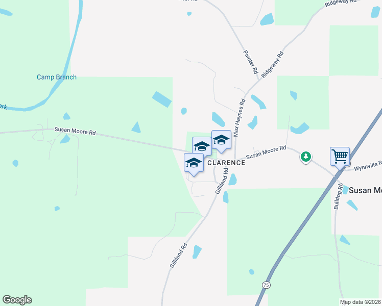 map of restaurants, bars, coffee shops, grocery stores, and more near 3996 Susan Moore Road in Blountsville