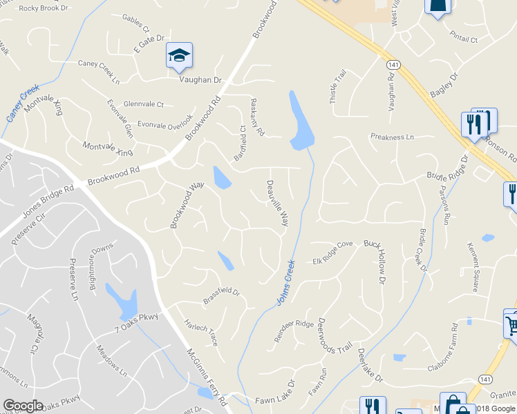 map of restaurants, bars, coffee shops, grocery stores, and more near 3905 Barberry Court in Cumming
