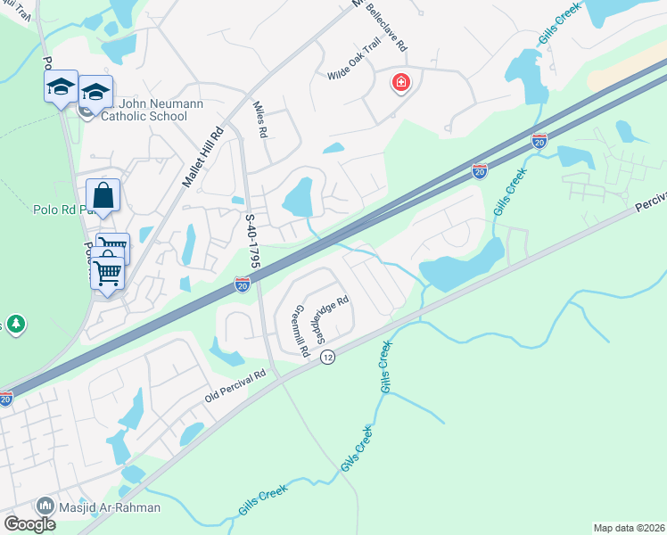 map of restaurants, bars, coffee shops, grocery stores, and more near 328 Oakbrook Village Road in Columbia