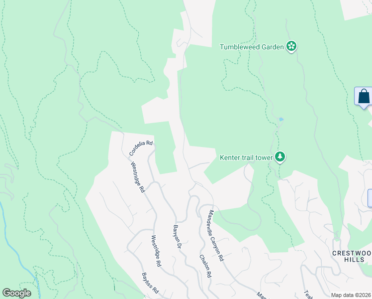 map of restaurants, bars, coffee shops, grocery stores, and more near 2600 Mandeville Canyon Road in Los Angeles