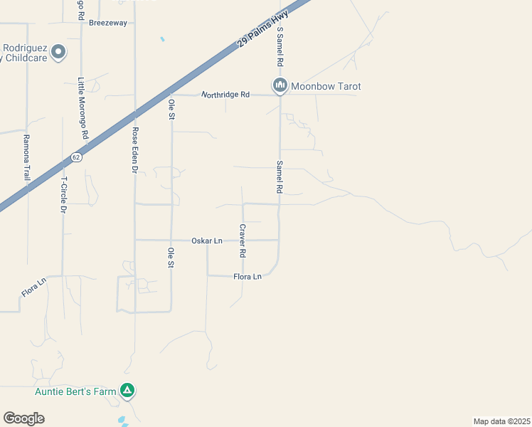 map of restaurants, bars, coffee shops, grocery stores, and more near 9222 Samel Road in Morongo Valley