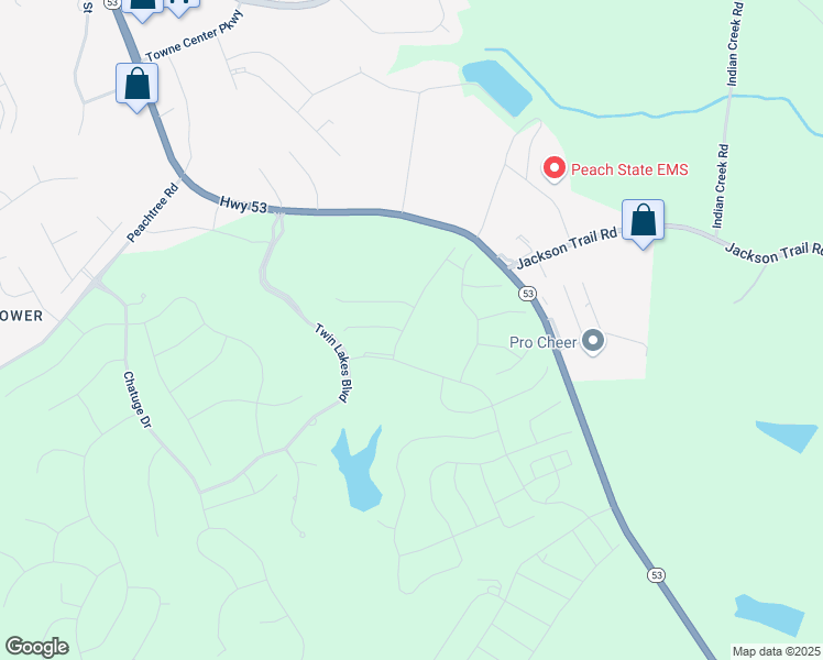 map of restaurants, bars, coffee shops, grocery stores, and more near 76 Canyon Ferry Way in Hoschton