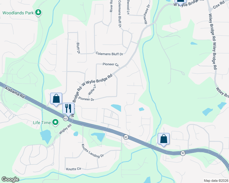 map of restaurants, bars, coffee shops, grocery stores, and more near 143 Pioneer Drive in Woodstock