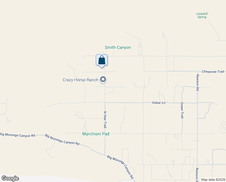 map of restaurants, bars, coffee shops, grocery stores, and more near 9223 North Star Trail in Morongo Valley