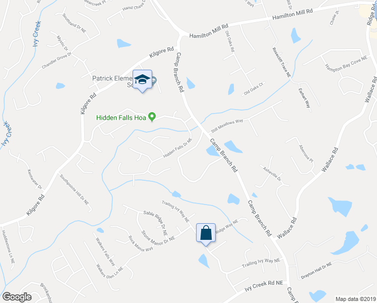 map of restaurants, bars, coffee shops, grocery stores, and more near 3233 Camp Branch Circle in Buford