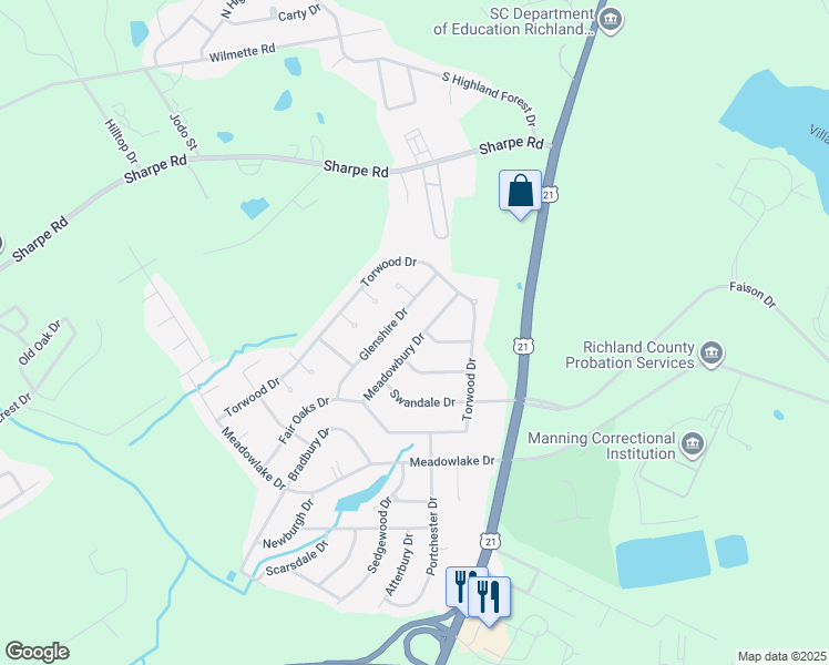 map of restaurants, bars, coffee shops, grocery stores, and more near 216 Elmont Drive in Columbia