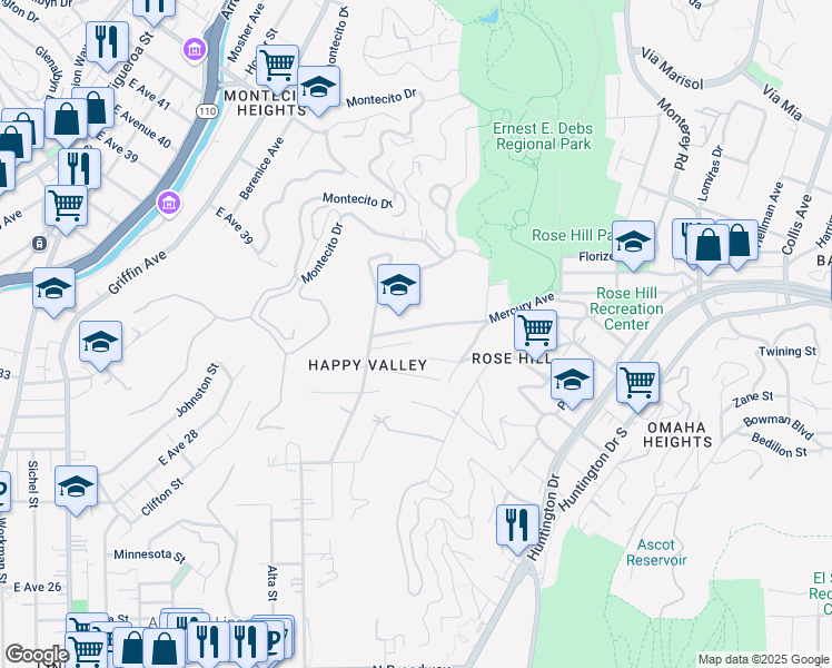 map of restaurants, bars, coffee shops, grocery stores, and more near 3748 Mercury Avenue in Los Angeles