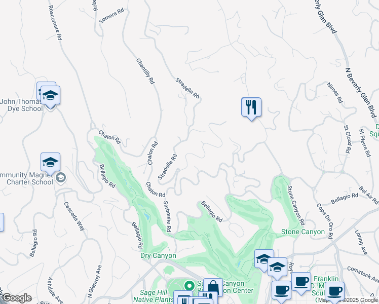 map of restaurants, bars, coffee shops, grocery stores, and more near 755 Sarbonne Road in Los Angeles