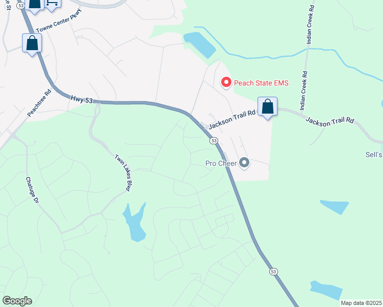 map of restaurants, bars, coffee shops, grocery stores, and more near 84 Rainy Court in Hoschton