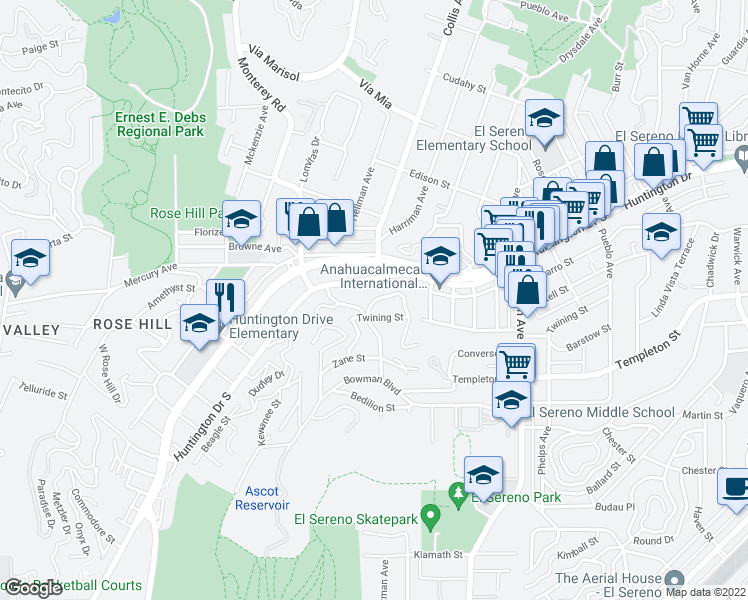 map of restaurants, bars, coffee shops, grocery stores, and more near 3404 Edloft Avenue in Los Angeles