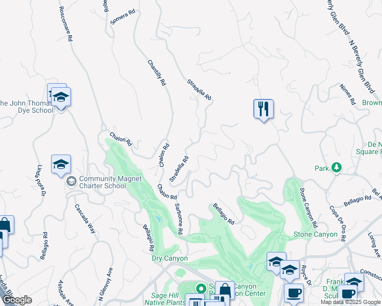 map of restaurants, bars, coffee shops, grocery stores, and more near 755 Sarbonne Road in Los Angeles
