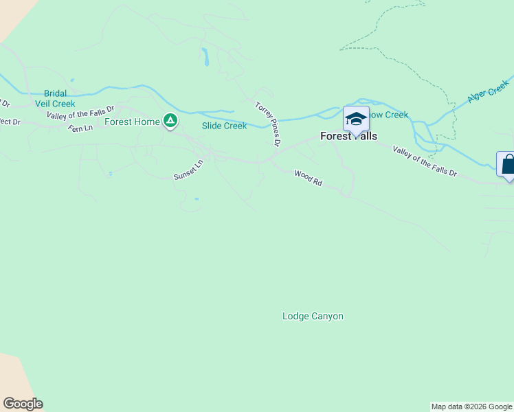 map of restaurants, bars, coffee shops, grocery stores, and more near 9287 Corral Road in Forest Falls