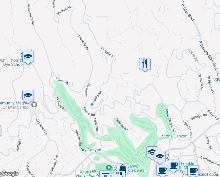 map of restaurants, bars, coffee shops, grocery stores, and more near 755 Sarbonne Road in Los Angeles
