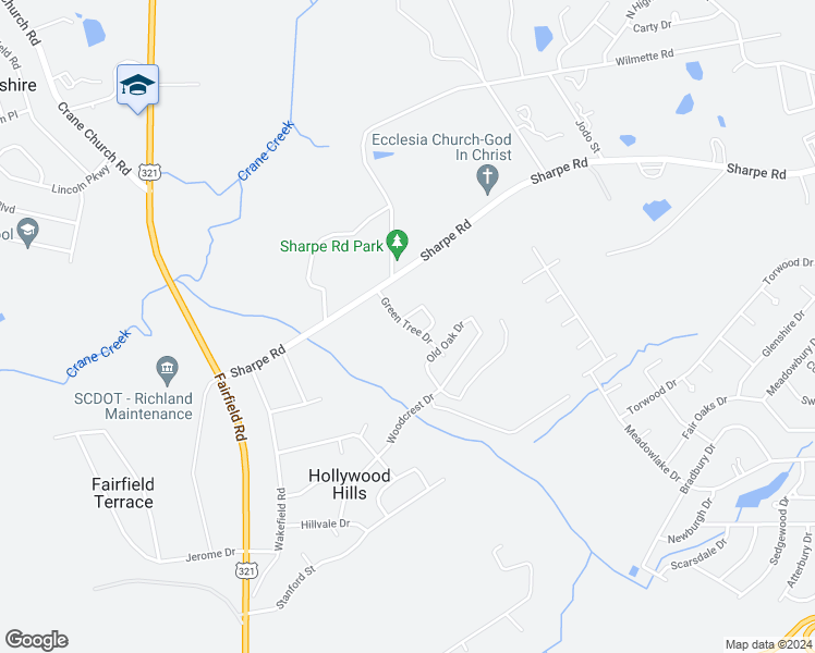 map of restaurants, bars, coffee shops, grocery stores, and more near Green Tree Drive in Columbia