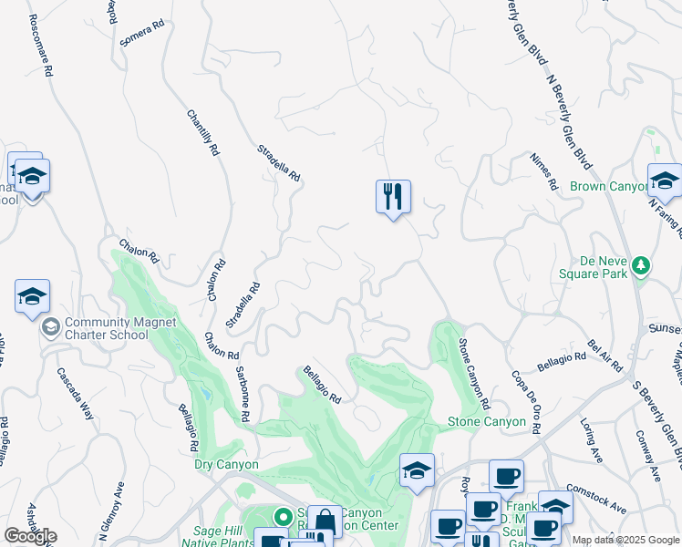 map of restaurants, bars, coffee shops, grocery stores, and more near 822 Sarbonne Road in Los Angeles