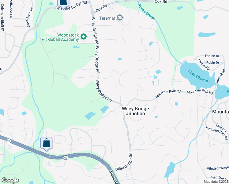 map of restaurants, bars, coffee shops, grocery stores, and more near 503 Kensington Estates Trce in Woodstock
