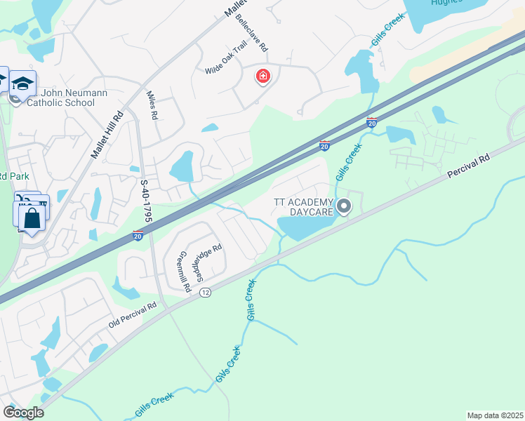 map of restaurants, bars, coffee shops, grocery stores, and more near 3615 Percival Road in Columbia