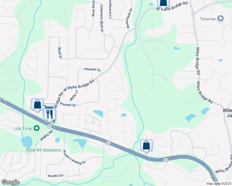 map of restaurants, bars, coffee shops, grocery stores, and more near 407 Spring Ridge Terrace in Woodstock