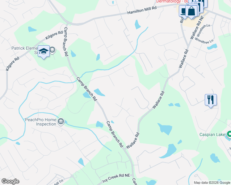 map of restaurants, bars, coffee shops, grocery stores, and more near 4084 Asheville Drive in Buford