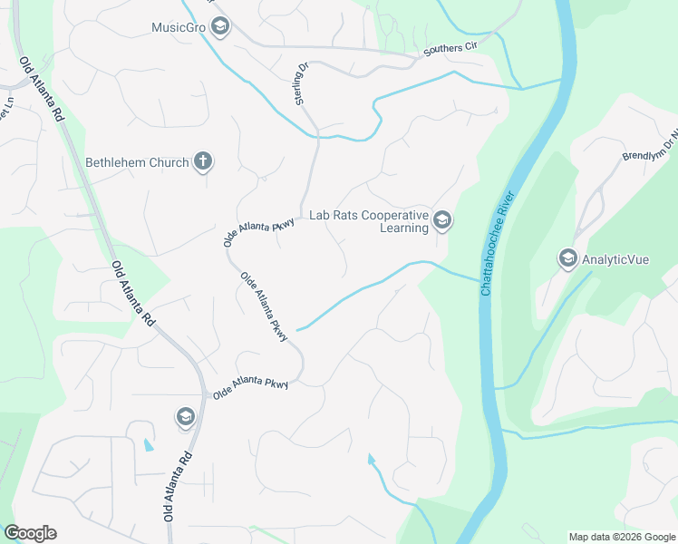 map of restaurants, bars, coffee shops, grocery stores, and more near 5510 Old Atlanta Road in Suwanee