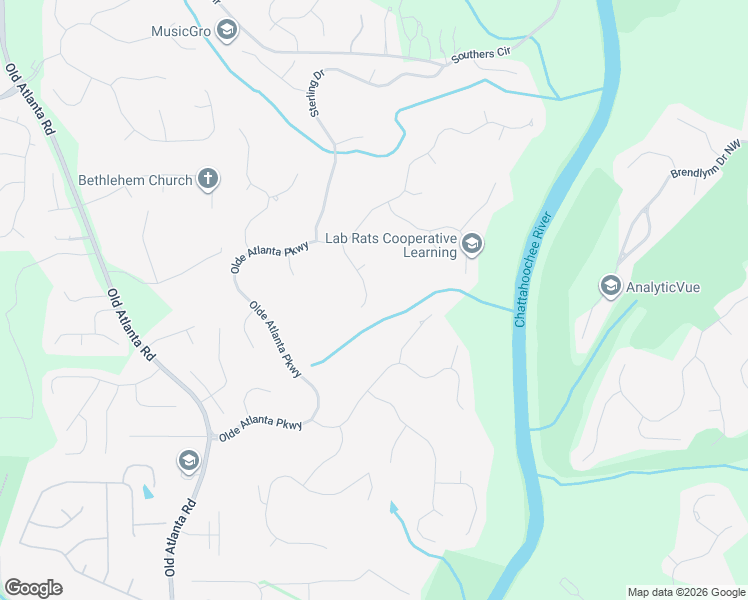 map of restaurants, bars, coffee shops, grocery stores, and more near 6365 Rutherford Place in Suwanee