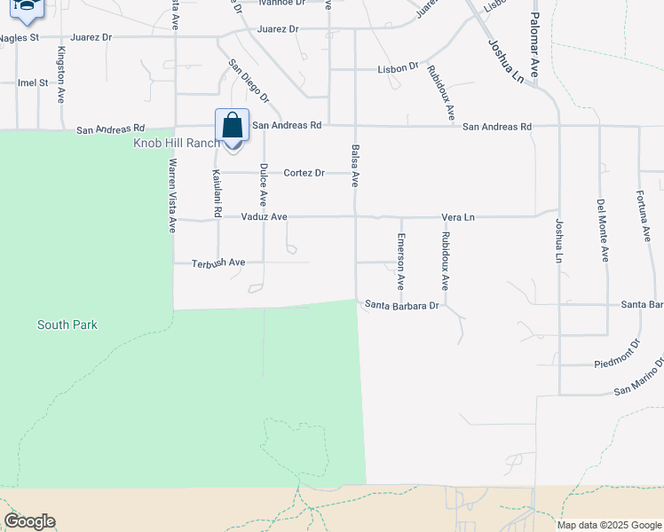 map of restaurants, bars, coffee shops, grocery stores, and more near Santa Barbara Drive in Yucca Valley