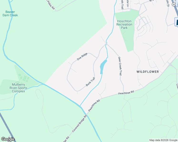 map of restaurants, bars, coffee shops, grocery stores, and more near 328 Buck Trail in Hoschton