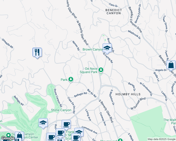 map of restaurants, bars, coffee shops, grocery stores, and more near 345 St Pierre Rd in Los Angeles