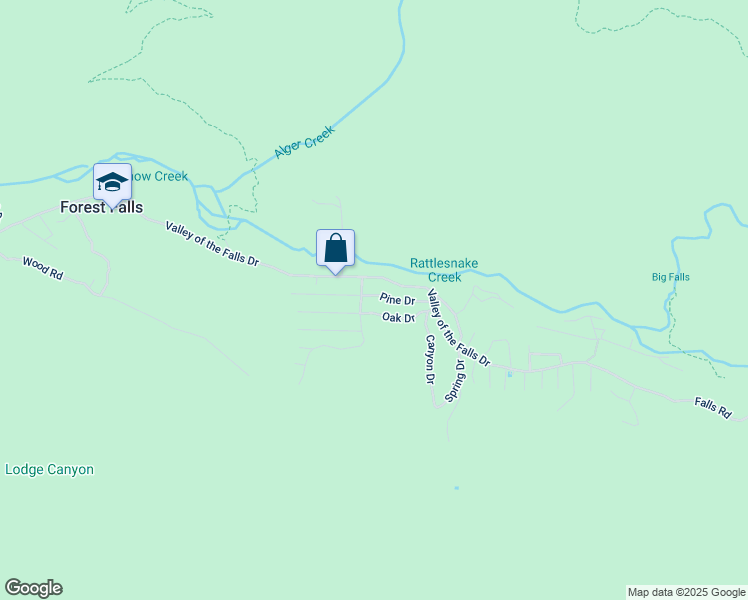 map of restaurants, bars, coffee shops, grocery stores, and more near 41061 Pine Drive in Forest Falls