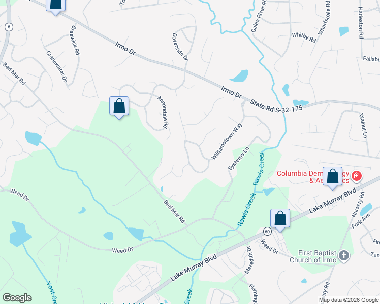 map of restaurants, bars, coffee shops, grocery stores, and more near 300 Killington Lane in Columbia